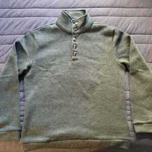 Men's Dark Green Quarter Button Up Sweater